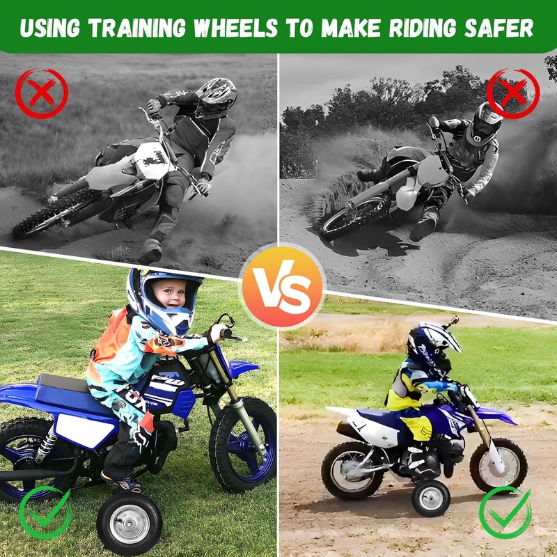 JKLESA Dirt Bike Training Wheels 50cc, Compatible with razor SX125 MX125 MX250 MX350, yamaha PW50 SSR50 TTR50, honda XR50, CRF50F, Fit for All Kinds of 50cc Motorcycles, Dirt Bikes and Some Electric Bikes - Image 4